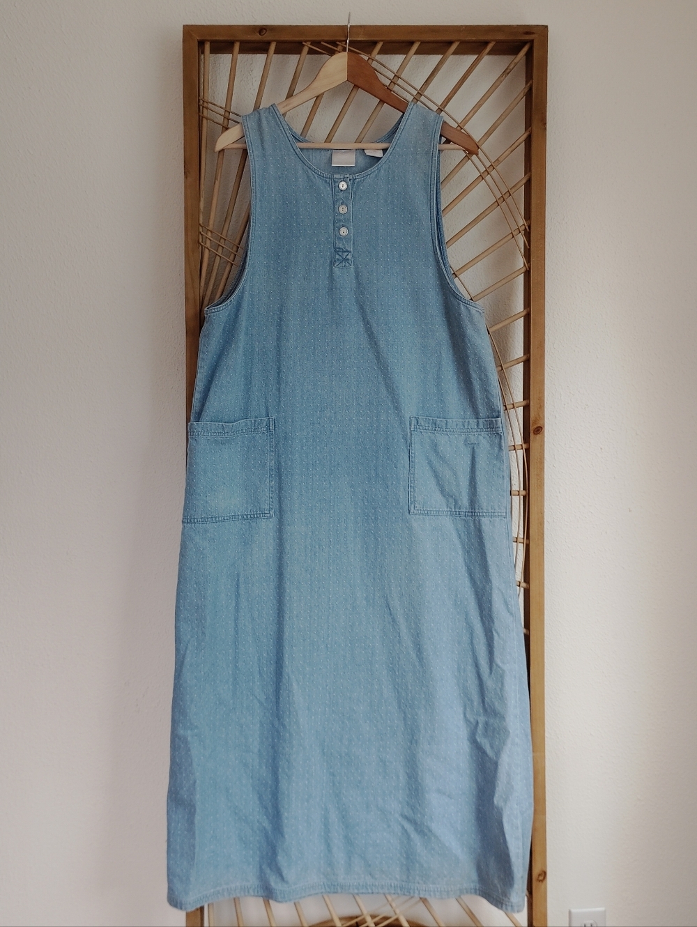 Vintage Christopher & Banks Sleeveless Denim Button Front Maxi Dress